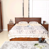 现代中式床 柚木床 全实木床卧室家具四片床 现代简约风格