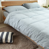 水洗棉被套四件套全棉麻纯色简约日系素色夏季宜家床笠式床上用品