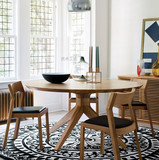 日式家具实木定制北欧现代白橡木圆形餐桌纯实木高档原木色圆桌