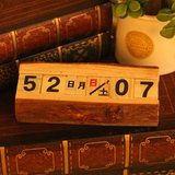 SDRW创意小礼品 zakka杂货 摆件复古原木日历做旧小台历 生日礼物