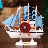 创意实木质海盗船帆船模型 一帆风顺摆件音乐盒 男朋友礼物包邮