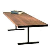 美式拼接原木乡村简约现代铁艺实木长条书桌写字工作台桌子包邮