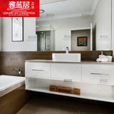 新品简约现代白色浴室柜组合挂墙式吊柜防水洗脸盆橡木大理石台面