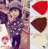 韩版秋冬季新款宝宝布标奶嘴尖尖毛线针织帽1-3岁儿童毛线帽子