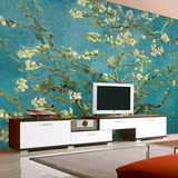 壁纸欧式复古名画大型壁画3d客厅电视背景墙纸无纺布卧室梵高杏花