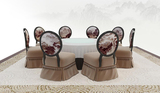 新中式实木单人圈椅 酒店茶楼创意休闲围椅布艺餐椅子仿古典家具