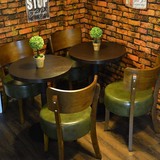 复古咖啡厅桌椅西餐厅茶餐厅实木桌椅甜品馆奶茶店洽谈圆桌椅组合