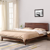 北欧黑胡桃简约床 双人床 全实木床 卧室家具 极简风格床