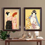 绿牌现代装饰画仕女图人物油画日本料理店挂画壁画浮世绘日式风格