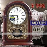 正品RHYTHM日本丽声钟表音乐报时台钟客厅欧式实木创意座钟CRJ731
