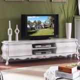 风飞扬 欧式电视柜 实木地柜矮柜 法式美式简约客厅白色电视机柜