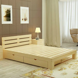 实木床双人床书架床1.8米松木床高箱成人1.5米单人床储物床多功能