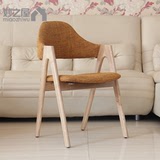 北欧宜家水曲柳实木椅布艺靠背椅子泰国餐椅休闲小沙发简约现代