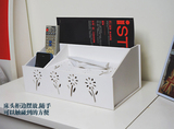 白色木质雕花桌面化妆收纳盒  欧式创意纸巾盒 办公室整理盒正品