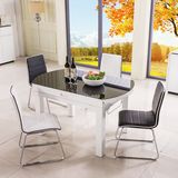 简约现代可调节伸缩钢化玻璃餐桌椅组合一桌六椅四椅大小户型餐桌