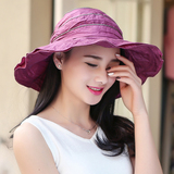 帽子女夏天韩版时尚遮阳帽女大檐防晒防紫外线帽折叠沙滩帽太阳帽