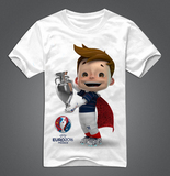 法国欧洲杯吉祥物t恤2016年欧锦赛卡通形象超级维克多纯棉短袖TEE