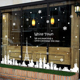 圣诞节雪花圣诞树店铺商场橱窗玻璃墙贴纸圣诞装饰双面玻璃城市