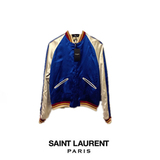 SAINT LAURENT PARIS/SLP蓝色绸缎真丝 棒球衣外套走秀权志龙同款