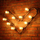 水管灯心形壁灯咖啡厅服装店酒吧个性创意工业复古铁艺水管壁灯具