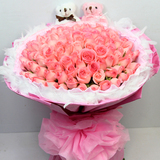 99朵粉红玫瑰花束送女友鲜花速递求婚生日广州东莞同城花店送花
