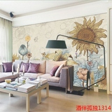 北欧复古手绘向日葵创意背景墙纸墙贴自粘壁纸客厅卧室贴纸贴画