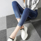 夏季韩版女式牛仔裤铅笔裤高弹力显瘦九分 修身小脚裤紧身学生潮