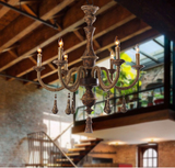 美式乡村北欧式简约创意个性仿复古灯 客厅别墅现代麻绳木艺吊灯