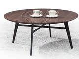 实木茶几现代简约胡桃木色茶几北欧时尚餐桌创意圆形咖啡桌定制