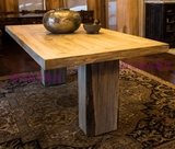 美式复古实木餐桌原木办公桌全实木电脑桌 做旧长形餐桌 欧式饭桌