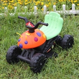 瓢虫甲壳虫童车儿童电动摩托可骑可坐宝宝小孩三轮车四轮车电瓶车