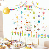 生日蛋糕蛋糕店玻璃橱窗西餐厅面包房儿童生日背景装饰墙贴纸贴画