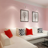 无纺布墙纸 卧室客厅纯色壁纸现代简约素色 粉色墙纸女孩儿童房