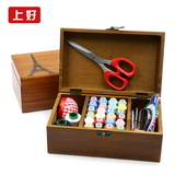 实木针线盒套装 韩国原木风格缝纫线盒 家用收纳手缝线手工针线包
