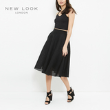 NEW LOOK夏季新款网面纯色短裙大裙摆中长裙半身裙|373535001