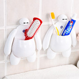 大白吸壁式牙刷架卡通儿童创意挂式梳架牙膏置物架浴室收纳吸盘式
