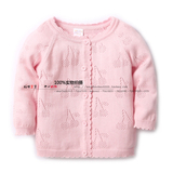 婴儿童装女宝宝毛衣纯棉针织衫女童上衣开衫外套粉色樱桃镂空百搭
