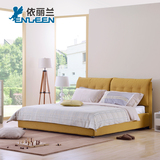 小户型布艺床布床简约双人床1.5 1.8米 F6030 高箱床储物床 包邮