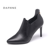 Daphne/达芙妮2016新款深口尖头细高跟鞋女鞋头层牛皮休闲单鞋潮