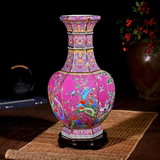 景德镇陶瓷器 复古仿古手工花瓶 落地大花瓶客厅干花摆件欧式红色