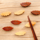聚可爱 树叶楠木筷子架木餐具筷托筷枕筷架小树叶勺子托筷子托