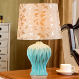 地中海蓝色欧式陶瓷台灯卧室床头灯现代简约美式田园台灯创意时尚