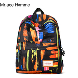 Mr.ace Homme双肩包女韩版潮撞色休闲背包中学生书包男旅行电脑包