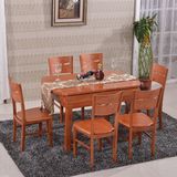 可伸缩餐桌椅组合6人 实木折叠餐桌小户型餐台 橡木拉伸饭桌圆桌