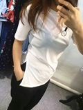 性感透视短袖T恤女夏季新款韩国修身显瘦简约百搭开衩针织打底衫