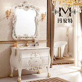 玛安特欧式浴室柜橡木落地美式洗脸盆柜组合仿古雕花大理石卫浴柜