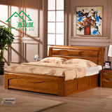 包安装实木床高箱储物床1.8米榆木床厚重款双人床全实木特价床