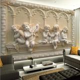 中式复古天使3d立体无缝壁画电视沙发客厅立体背景墙浮雕仿雕刻画