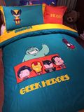 热卖复仇者联盟美国队长钢铁侠超人漫威四件套床单被套纯棉床1.2m