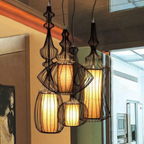创意后现代客厅餐厅酒吧台咖啡厅装饰灯新古典铁笼灯铁艺吊灯中式